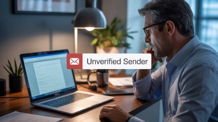 Illustration of email security concept with verification process